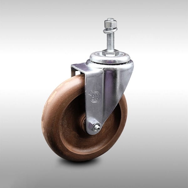5 Inch SS High Temp Glass Filled Nylon Swivel 3/8 Inch Threaded Stem Caster SCC